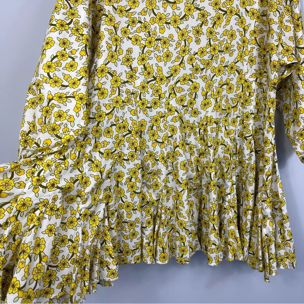 Rhode Resort Ella Yellow Floral Print Cotton Poplin Mini Dress M Boho No Belt - Picture 11 of 14